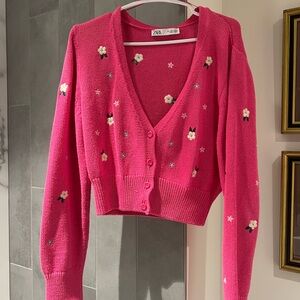 Zara Pink Floral Cardigan